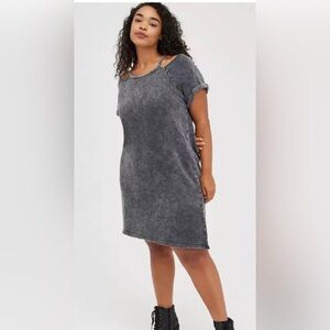 Torrid Mini Cozy Fleece Cold Shoulder Dress Plus Size 1X or 14/16